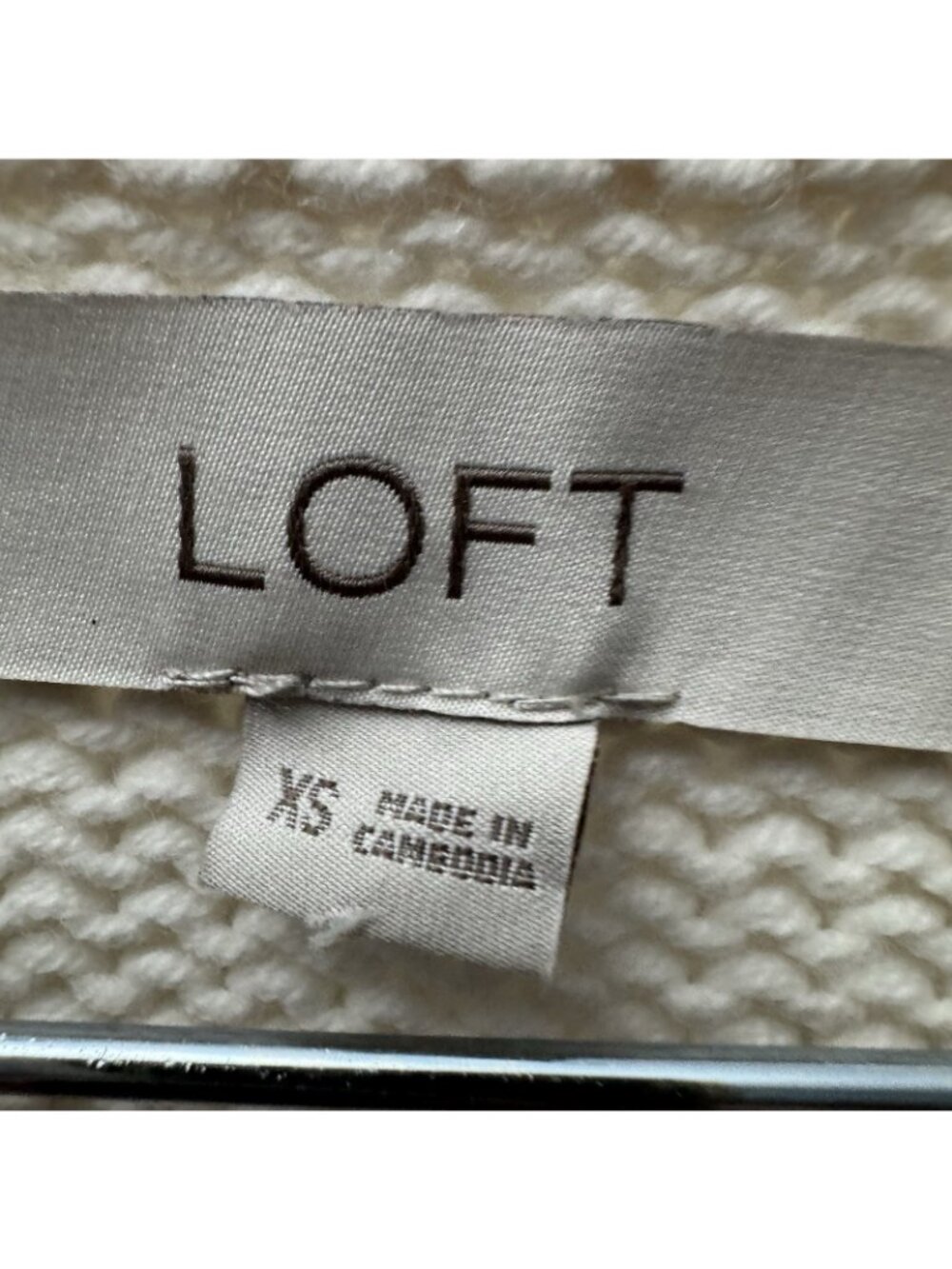 LOFT XS Sleeveless Sweater Vest Ivory Cotton Blend V Neck Tunic Side Slits - Picture 5 of 8